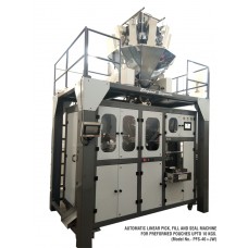 Elegant make Automatic Linear Pick, Fill and Seal machine to pack Granules from 1 to 10 Kgs. in Preformed pouches 
